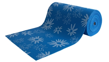 Rutschfeste Badematte - Meterware - Blau mit Blumen - 65 cm breit - Multifunktionsmatte für Nassräume