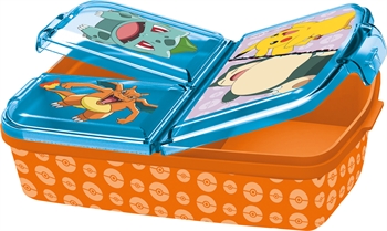 Pokémon-Brotzeitbox – Box mit 3 Fächern für Kinder – Pikachu, Snorlax, Glurak und Bisasam