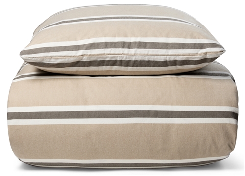 Bettwäsche 200x220 cm - Stripe beige, Flanell-Bettwäsche - gestreiftes Bettwäsche-Set - 100 % Baumwoll-Flanell - Nordstrand