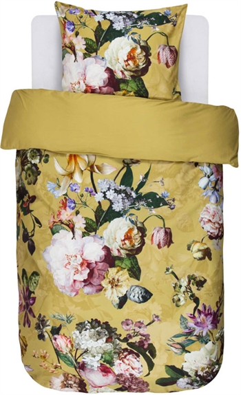 Essenza Fleur - Bettwäsche mit Blumenmuster - 140x220 cm - Fleur golden yellow - Wendbares Bettwäsche-Set - 100 % Baumwollsatin