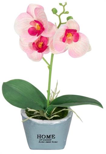 Künstliche Orchidee - Höhe 26 cm - Schöne rosa Blüten - Künstliche Topfpflanze