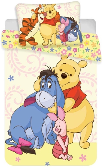 Winnie Puuh Junior-Bettwäsche 100 x 140 cm - Bettwäsche-Set mit Winnie Puuh und seinen Freunden - 2-in-1-Design - 100 % Baumwolle