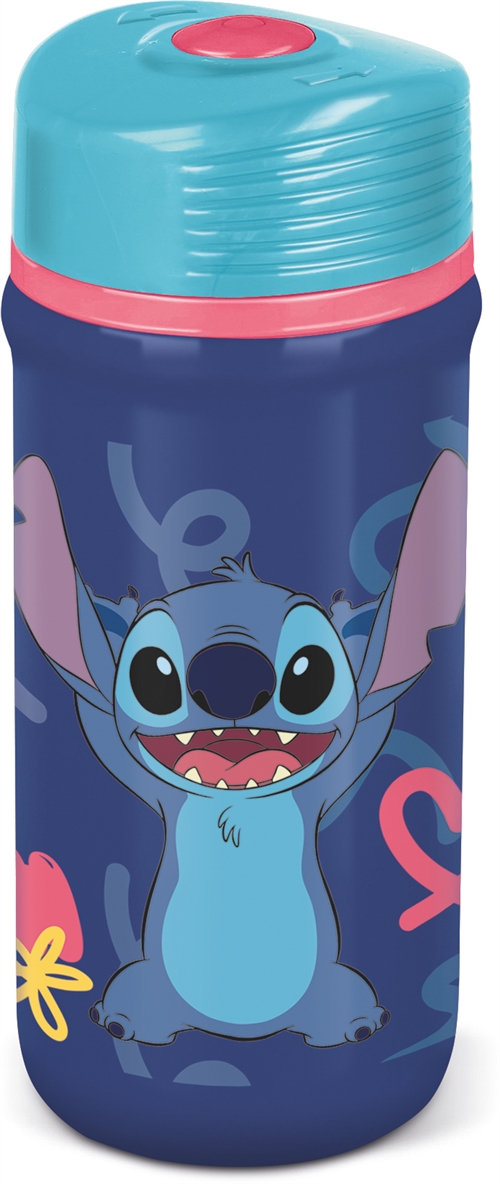 Stitch Trinkflasche - Trinkflasche mit Trinkhalm und Schraubdeckel für Kinder - Stitch