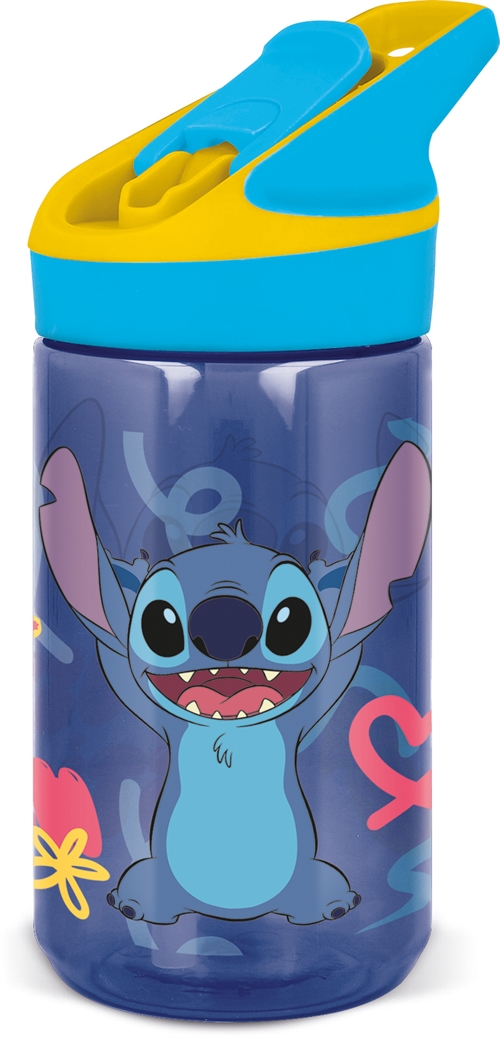 Stitch - Trinkflasche mit Flip-Funktion und Strohhalm - Blau mit Stitch