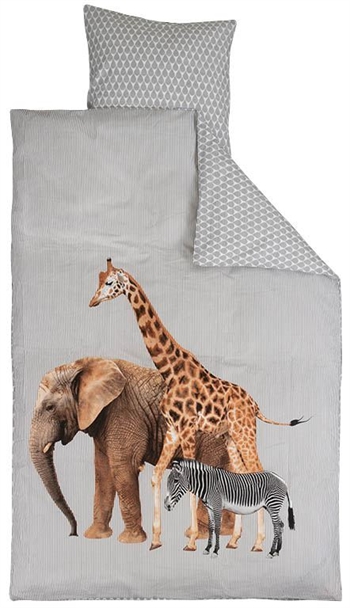 Bettwäsche für Babys 70x100 cm - Giraffe, Elefant und Zebra - 2-in-1-Design - 100 % Baumwolle