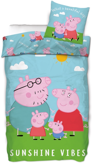 Peppa Wutz Bettwäsche - 150x210 cm - Familie Wutz - Bettwäsche-Set mit 2-in-1 Design - 100 % Baumwolle