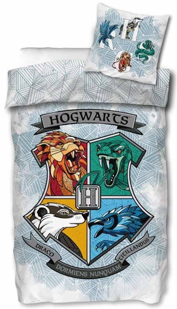 Harry Potter Bettwäsche - 140x200 cm - Bettwäsche-Set mit Hogwarts-Logo - 2-in-1 - Bettbezug aus 100 % Baumwolle