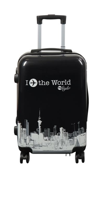 Kabinenkoffer - Hardcase Leichter Koffer - Trolley mit Motiv - New York City - Schwarz