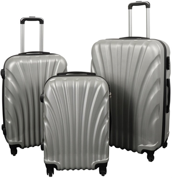 Koffer-Set - 3-tlg. - Praktische Hardcase Koffer - Muschel grau