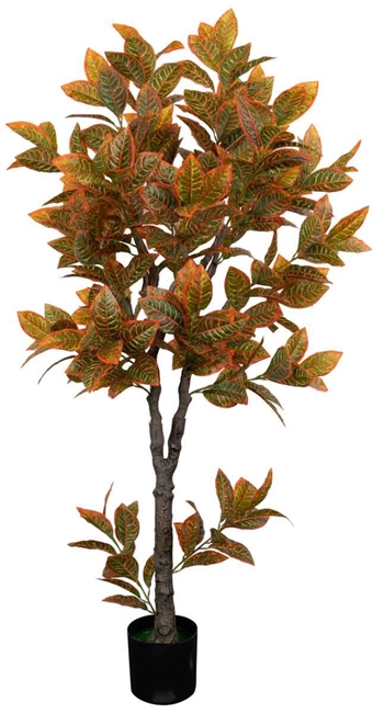 Künstlicher Orangen-Croton-Baum - 180 cm hoch - große und dekorative Blätter - künstliche Zimmerpflanze