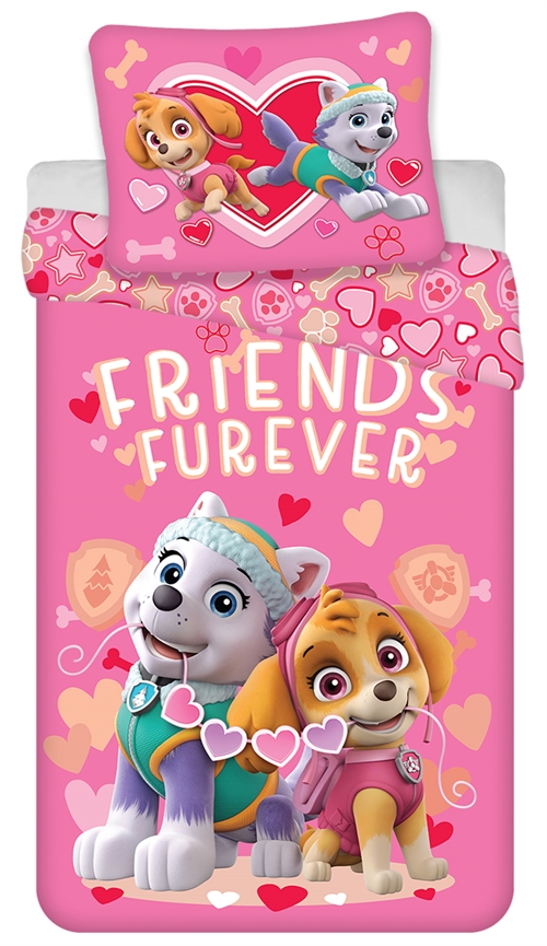 Rosa Bettwäsche 140 x 200 cm - Paw Patrol Bettwäsche-Set mit Everest und Skye - Wendedesign - 100 % Baumwolle