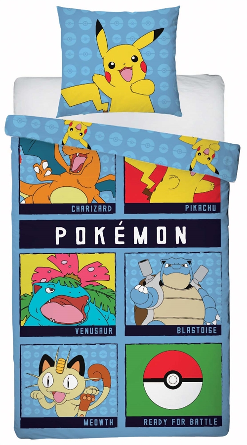 Pokémon-Bettwäsche - 140x200 cm - Pikachu 2-in-1 Bettwäsche-Set - Deckenbezug aus 100% Baumwolle