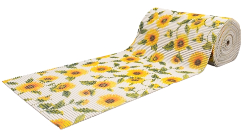 Rutschfeste Badematte - Meterware - Weiß mit Sonnenblumen - 65 cm breit - Multifunktionsmatte für Nassräume