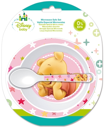 Winnie Puuh in rosa Kindergeschirr-Set - Ess-Set in 2 Teilen für Kinder - Winnie Puuh