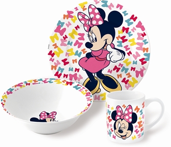 Minnie Maus Kindergeschirr aus Keramik - 3-teiliges Essgeschirr für Kinder - Disney Minnie Maus