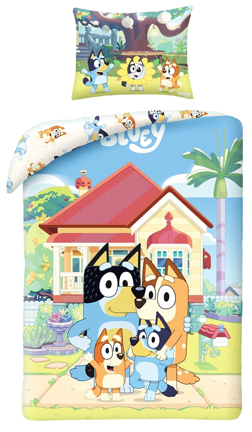 Bluey Bettwäsche - 100 % weiche Baumwolle - 140 x 200 cm - Deckenbezug mit 2-in-1-Design - Bettwäsche-Set aus 100 % Baumwolle