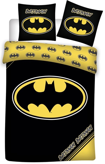 Batman Bettwäsche - 140x200 cm - Batman-Logo und kleine Embleme - 2-in-1 Bettwäsche-Set - 100 % Baumwolle