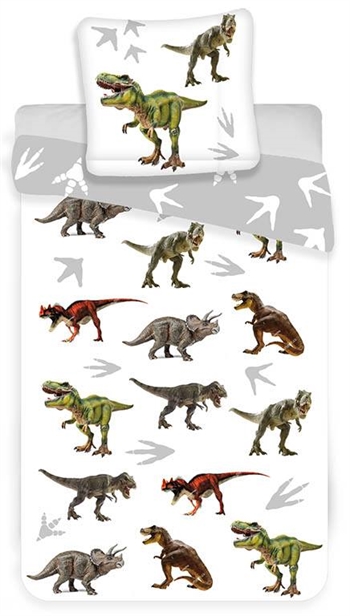 Dinosaurier-Bettwäsche für Erwachsene - 140 x 200 cm - Dinosaurier-Bettwäsche-Set - 100 % Baumwolle - Bettbezug mit 2 Designs