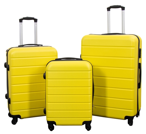 Koffer-Angebot - 3er-Set. - Exklusives Hardcase Koffer-Set - Streifendesign in Gelb