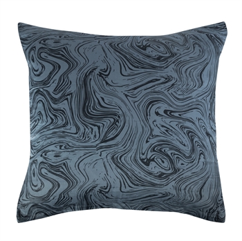 Kissenbezug 60x63 cm - 100 % weicher Baumwollsatin - Marmor Dunkelblau - Von By Night