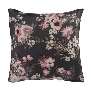 Kissenbezug 60x63 cm - Wendedesign aus 100 % Baumwollsatin - Flowers & Dots grau - Von By Night