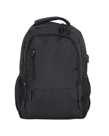 Rucksack mit USB-A-Kabel - Schwarzer Computerrucksack für 15-Zoll-Laptop - 48 x 33 x 18 cm