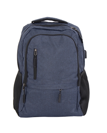 Rucksack mit USB-A-Kabel - Blauer Computerrucksack für 15-Zoll-Laptop - 48 x 33 x 18 cm