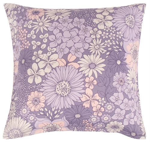 Kissenbezüge 60 x 63 cm - Violette Kissenbezüge mit Blumenmuster aus Polyester-Baumwolle - Borg Living