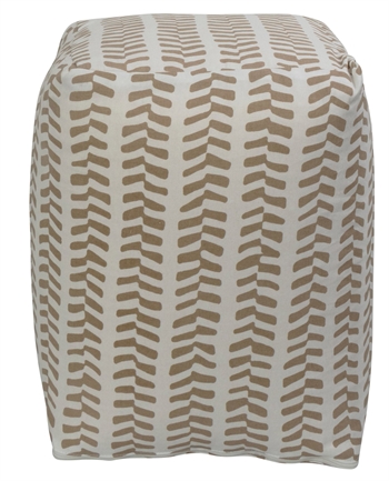 Beistellpouf - 28x28x40 cm - Beige mit Muster - Praktischer Pouf von Nordstrand Home