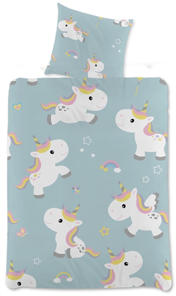 Einhorn-Bettwäsche - 100x140 cm - Einhorn- und Regenbogen Junior-Bettwäsche - 2-in-1-Design - Bettwäsche-Set aus 100 % Baumwolle