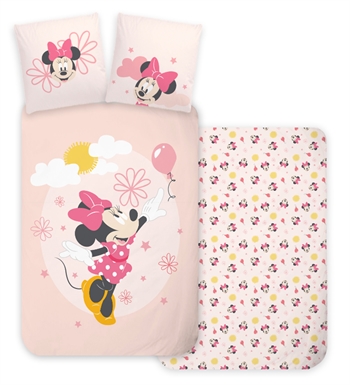 Minnie Mouse Bettwäsche - 140x200 cm - Minnie mit Ballon - Kinder-Bettwäsche-Set aus 100 % Baumwolle