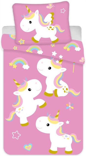 Einhorn-Bettwäsche - 150x210 cm - Einhorn-Kinderbettwäsche - 2-in-1-Design - Bettwäsche-Set aus 100 % Baumwolle