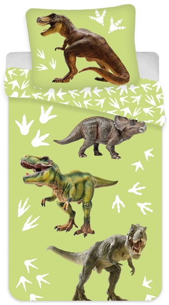 Dinosaurier-Bettwäsche 140 x 200 cm - 2-in-1-Design - grüne Bettwäsche - Bettbezug aus 100 % Baumwolle