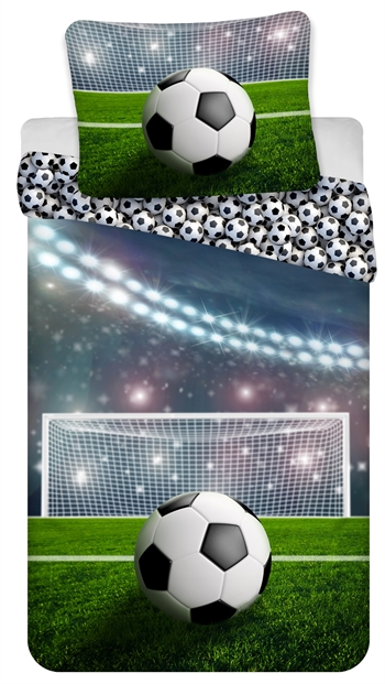 Junior-Bettwäsche 100x140 cm - Elfmeter - Bettwäsche-Set mit Fußball - 2-in-1-Design - 100 % Baumwolle