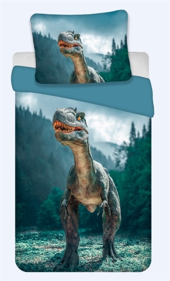 Dinosaurier-Bettwäsche - 140 x 200 cm - Raptor - Deckenbezug mit 2-in-1-Design - Dino-Bettwäsche-Set aus 100 % Baumwolle