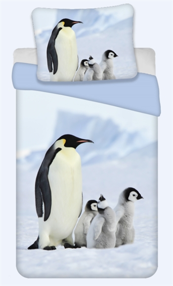 Pinguin Bettwäsche - 140 x 200 cm - Pinguin-Familie mit 2-in-1 Design - Bettwäsche-Set aus 100 % Baumwolle