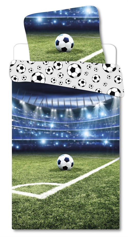 Fußballbettwäsche - 140x200 cm - Stadion - Decke mit 2 Designs - 100 % Baumwoll-Bettwäsche-Set