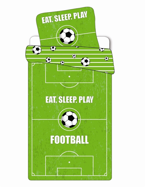 Fußballbettwäsche - 140x200 cm - Fußballplatz - Bettbezug mit 2 Motiven - Bettwäsche-Set aus 100 % Baumwolle