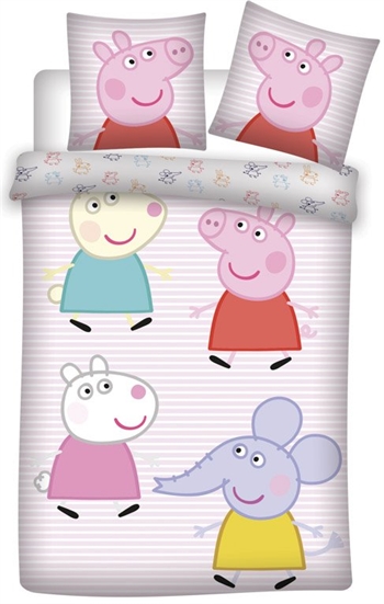 Peppa Wutz Bettwäsche - 140x200 cm - Peppa, Karina, Frida und Emilie Bettwäsche-Set - Wendebettwäsche aus 100 % Baumwolle