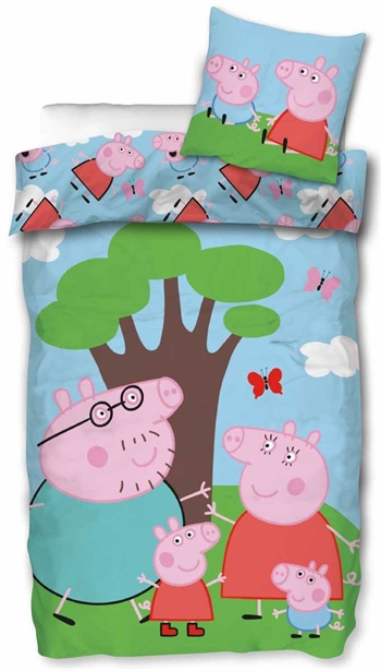 Junior-Bettwäsche - Peppa Wutz - 100x140 cm - Papa Wutz und Mama Wutz - 2-in-1-Design - 100 % Baumwolle