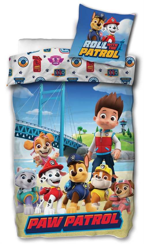 Paw Patrol Bettwäsche - 140x200 cm - Roll with the Patrol - 2-in-1-Design - Deckenbezug aus 100 % Baumwolle