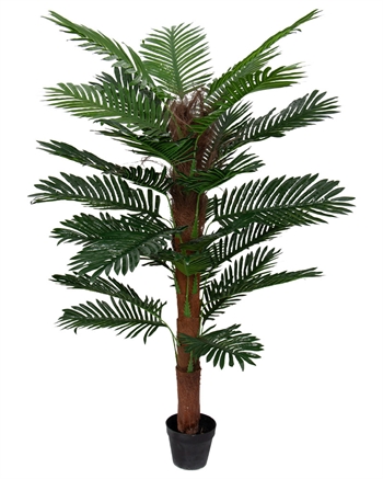 Tropische Palme - 140 cm hoch - Künstliche Palme mit Moosstab im schwarzen Topf -