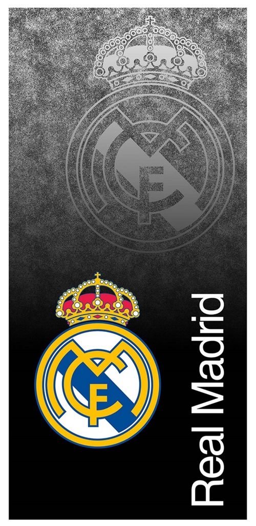 Schwarzes Real Madrid Handtuch - 100 % weiches Baumwoll-Strandtuch - 70 x 140 cm