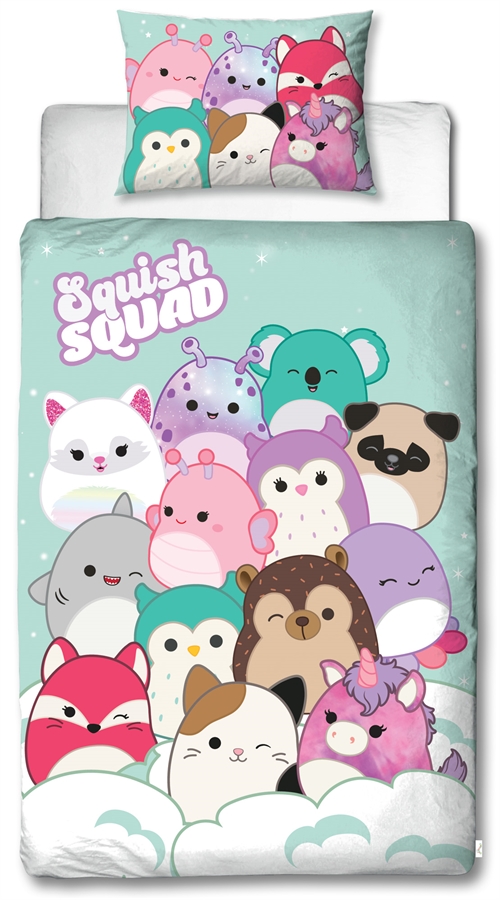 Squishmallows Bettwäsche 140x200 cm - 100 % weiche Baumwolle - Squishmallows Bettwäsche-Set - Wendedesign