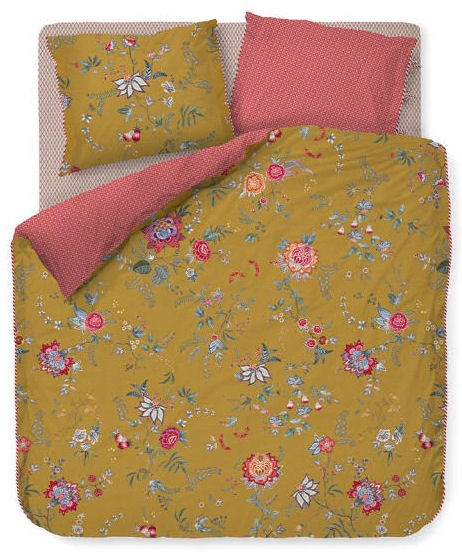 Bettwäsche mit Blumenmuster – 140x220 cm – Flower Festival Gelb – Bettwäsche mit doppelseitigem Design – 100% Baumwolle – Pip Studio